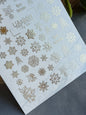 UA Slider 2D Nail Decal FG-106 Gold Snowflakes Evergreen Branches Holiday Florals Water Slide Nail Decals winter nails christmas nails velvet french