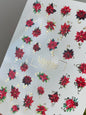 UA Slider 2D Nail Decal CF-621 Water Slide Nail Decals Red Poinsettias with Gold Accents