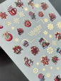 UA Slider 2D Nail Decal CF-029 Water Slide Nail Decals Ornaments Snowflakes and Christmas Candy with Gold Foil
