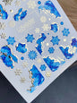 UA Slider 2D Nail Decal CF-013 Water Slide Nail Decals Marble Blue Stone Gold Foil Snowflakes Winter Nails