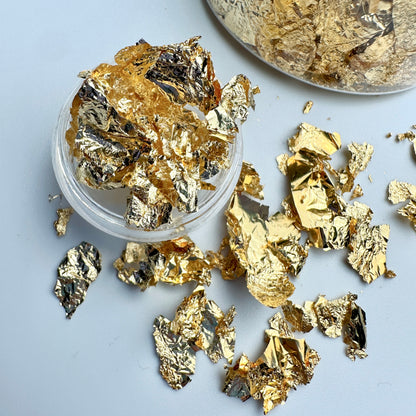 GOLDFLK / Gold Leaf Sheets Flakes Light Gold Foil Fragments for Nail Decoration - Xochi Nail Designs LLC