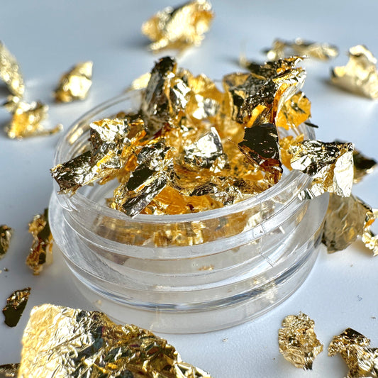 GOLDFLK / Gold Leaf Sheets Flakes Light Gold Foil Fragments for Nail Decoration - Xochi Nail Designs LLC