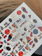 XND Products 2D Nail Decal CF-261 Autumn Nail Water Decals / Fall Quotes / Leaves / Geometric Accents / Gold Foil