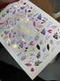 UA Slider 2D Nail Decal CF-253 Purple Botanical Nail Decals | Gold Foil Leaves & Watercolor Floral Nail Art
