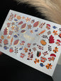 UA Slider 2D Nail Decal CF-287 Nail Water Decal Gold FOIL/ Autumn /Forest/ Fall /Leaves/ Colorful Maple Leaves