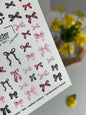 UA Slider 2D Nail Decal NCG-041, NO CUT Bow Nail Water Decals – Pink & Black Ribbon Nail Art Stickers