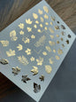 UA Slider 2D Nail Decal FG-171 Gold Foil Nail Water Decal / Variety Of Fall Leaf Shapes / Maple Leaves/ Autumn Leaf / Fall Vibes