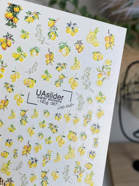 UA Slider 2D Nail Decal NCG-067 NO CUT Lemon Mini Floral Water Decals