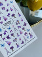 UA Slider 2D Nail Decal NCG-104 NO CUT Paris Lavender & Butterfly Water Decals