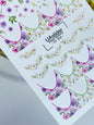 UA Slider 2D Nail Decal CF-602 Nail Water Decal Gold FOIL/ Floral French Tip/ Colorful Garden/ Mini blossoms/Flowers