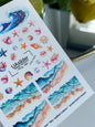 UA Slider 2D Nail Decal NCG-095 NO CUT Ocean Wave & Seashell Beach Water Decals