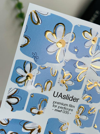UA Slider Nail Wrap Films Pedicure Nail Wrap Films - Gold Foil – Full Toe Nail Art for Easy Pedicure