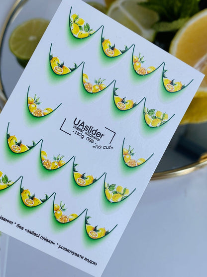 XND Products 2D Nail Decal NCG-098 Lemon French Tips Water Decals – Citrus Fruit Nail Art Design