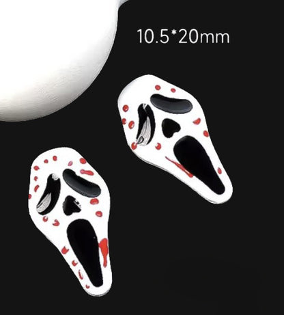 Nail Charm (2 pcs) - Scream Face Bloody Mask, Halloween Nail Charm