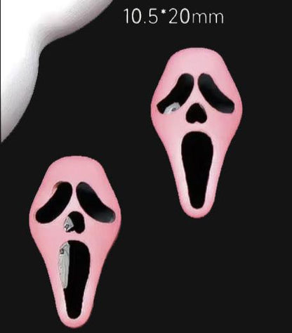 Nail Charm (2 pcs) - Pink Scream Face Mask, Halloween Nail Charm