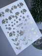 FG-301 gold foil snowflake nail water decal sheet with French tip arches