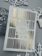 FG-321 gold foil knit sweater texture strips and snowflakes nail water decal sheet