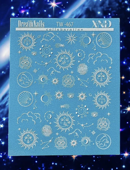 TW-467 / Nail Decal 2D Sun/ Moon/ Stars/Planets Nail Art