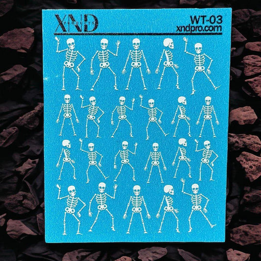 XND Products 2D Nail Decal WT-03 / Nail Decal 2D Skeletons