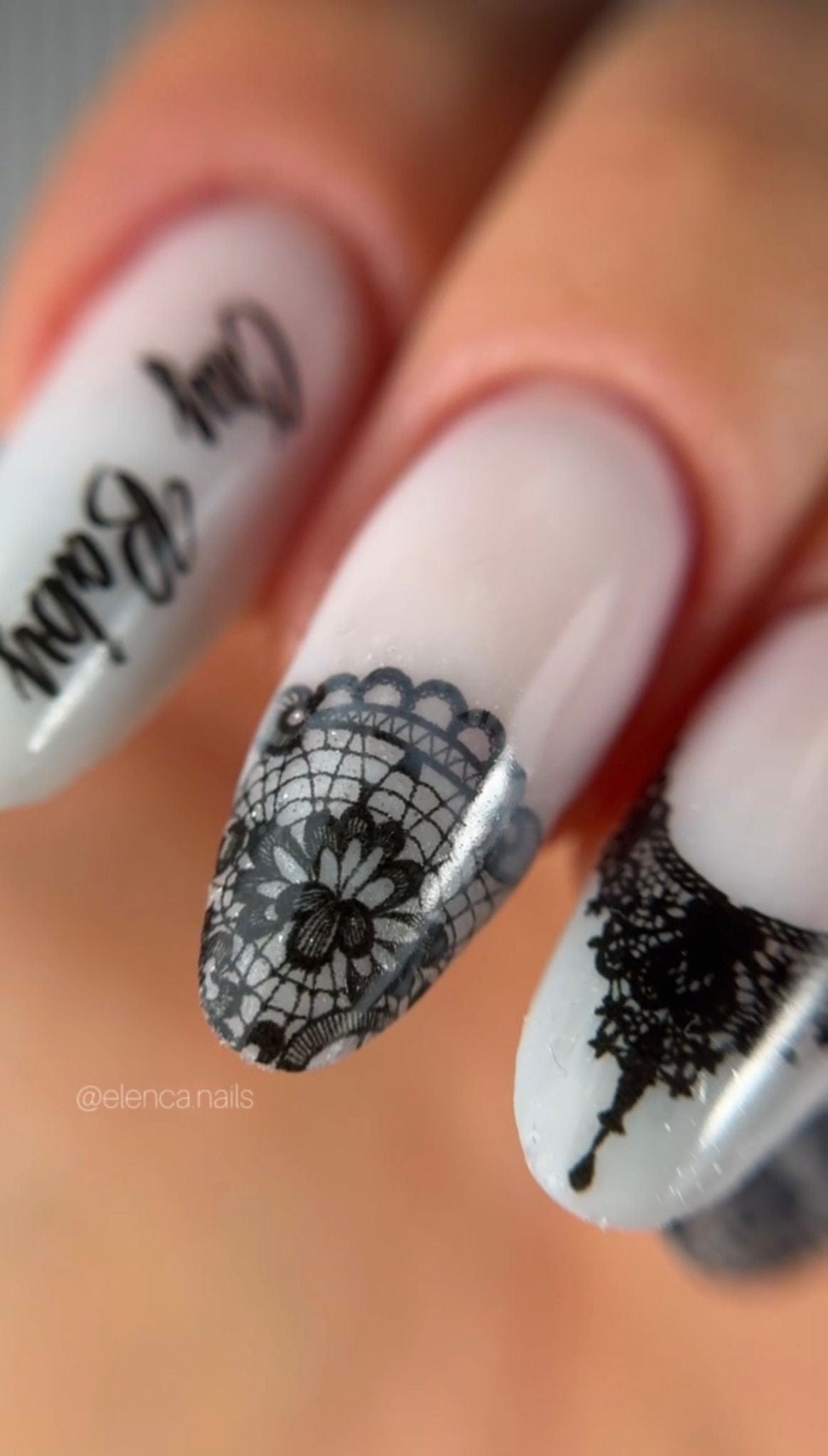 UA Slider 2D Nail Decal 775 Black Lace & Bow Nail Water Decals - Gothic Angel, Cry Baby & Spider Web Designs