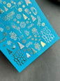 UA Slider 2D Nail Decal CF-021 Winter Script & Abstract Ice Foil Water Decals , Joy & Snowflake Nail Art
