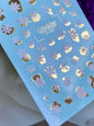 UA Slider 2D Nail Decal CF-037 Knit Snowflake & Gold Splash Winter Water Decals