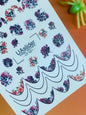 UA Slider 2D Nail Decal CF-651 Day of the Dead Floral Nail Decals – Roses & Sugar Skulls, French Tip Design