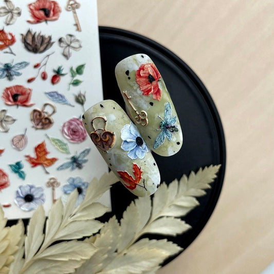 3D/339 / 3D Nail Decal / Fall Flowers - Xochi Nail Designs LLC