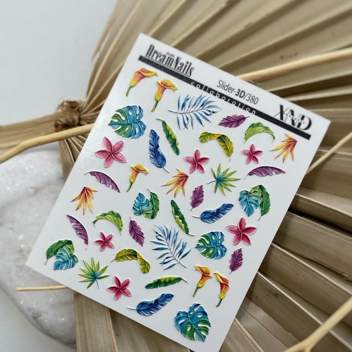 3D-380 / 3D Nail Decal / Tropical Flowers - Xochi Nail Designs LLC