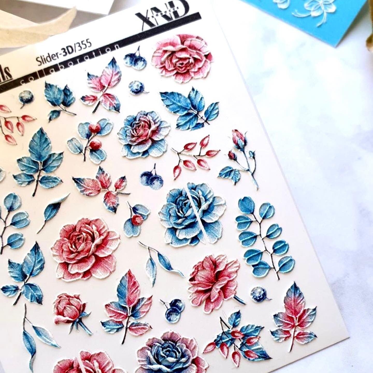 3D/355 / 3D Nail Decal / Roses - Xochi Nail Designs LLC