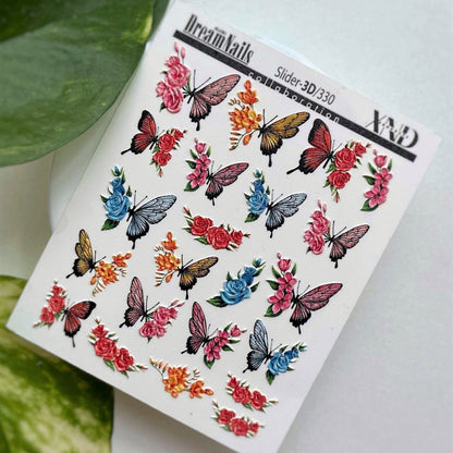 3D-330 / 3D Nail Decal, Butterflies - Xochi Nail Designs LLC