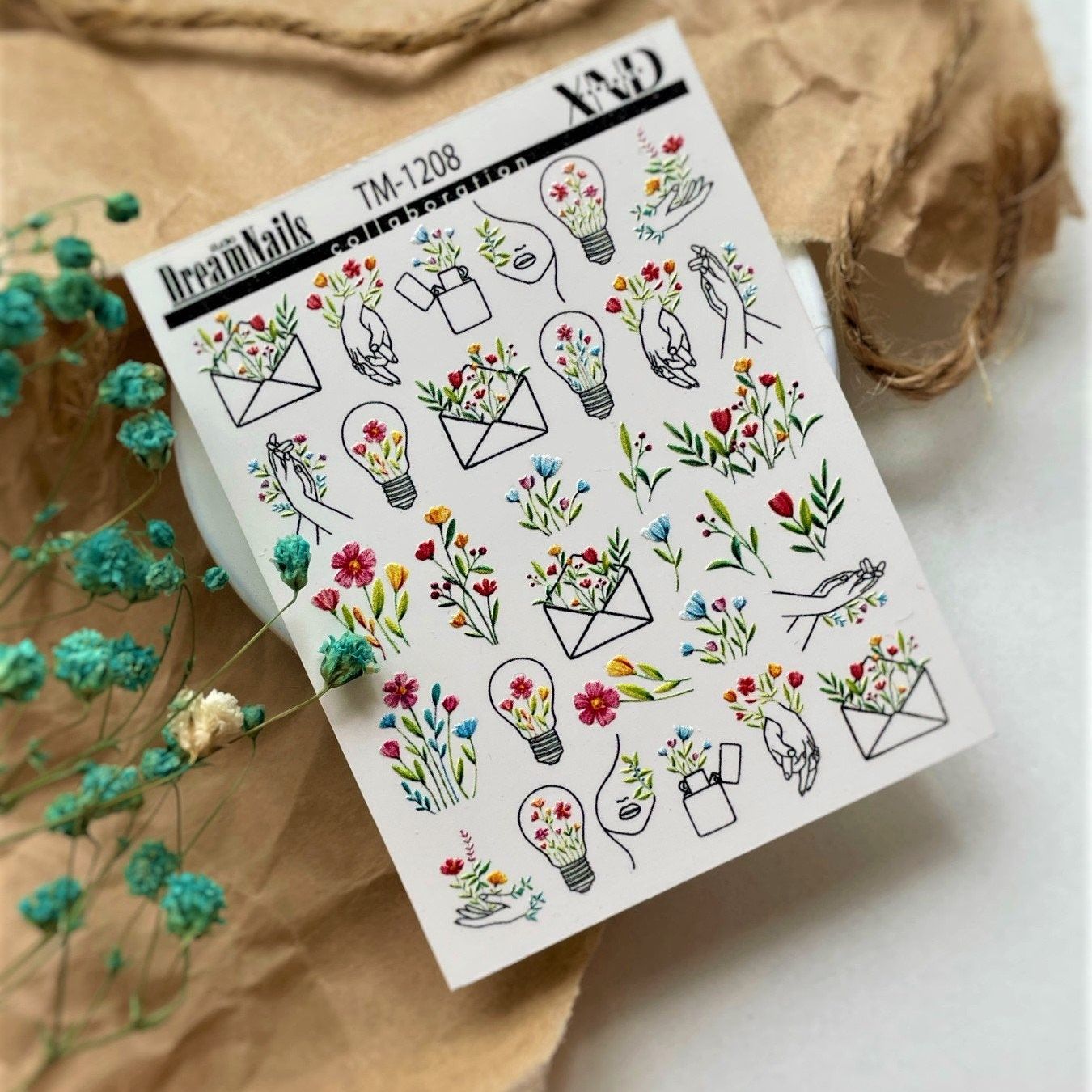 TM-1208 / Nail Decal 2D/ Floral & Plants/Spring - Xochi Nail Designs LLC