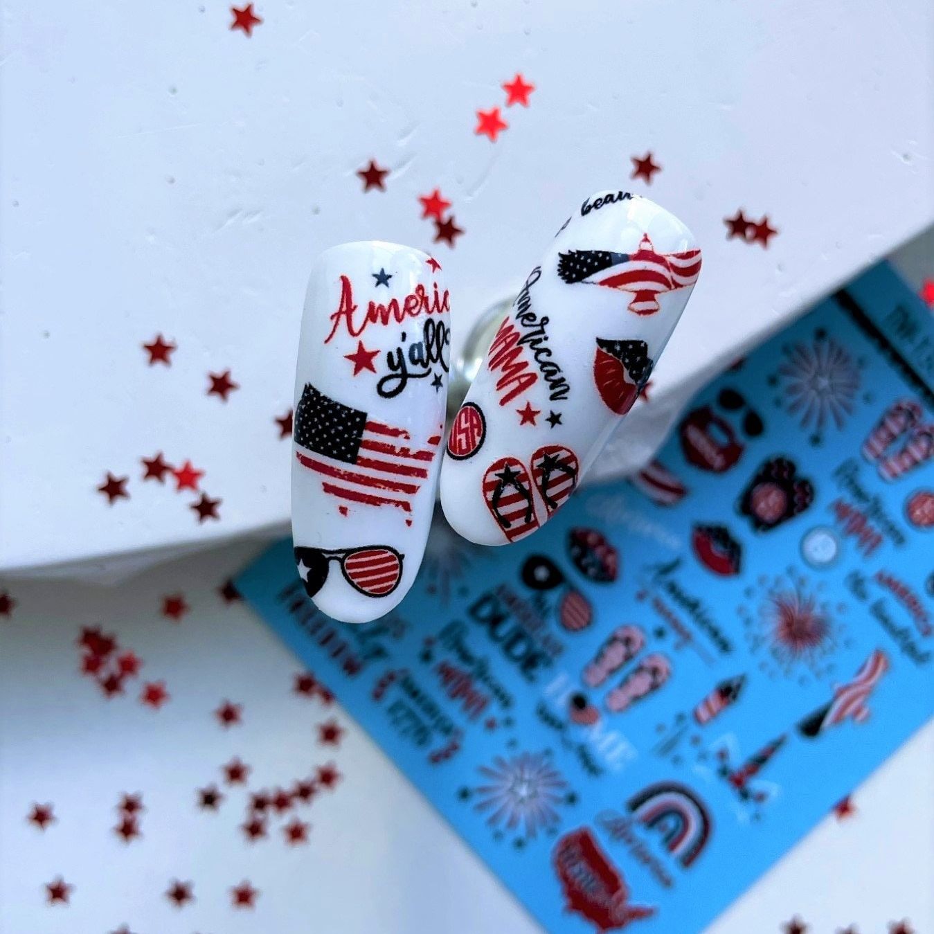 TM-1382 / Nail Decal 2D / 4th of July nails / Independence Day / Fireworks / USA - Xochi Nail Designs LLC