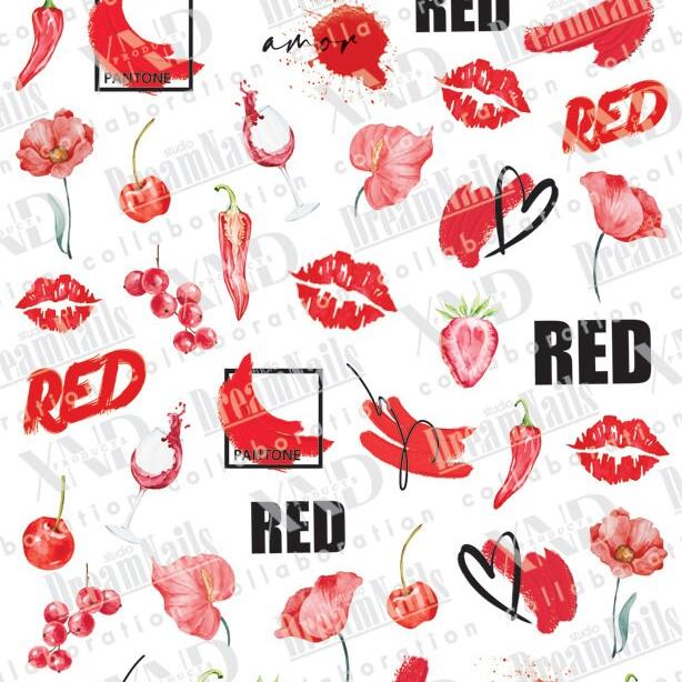 TM-1277 / Nail Decal 2D/ Floral / Poppy Flower/ Lips - Xochi Nail Designs LLC