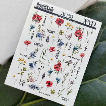 TM-1353 / Nail Decal 2D/Floral/Plants /Foliage - Xochi Nail Designs LLC