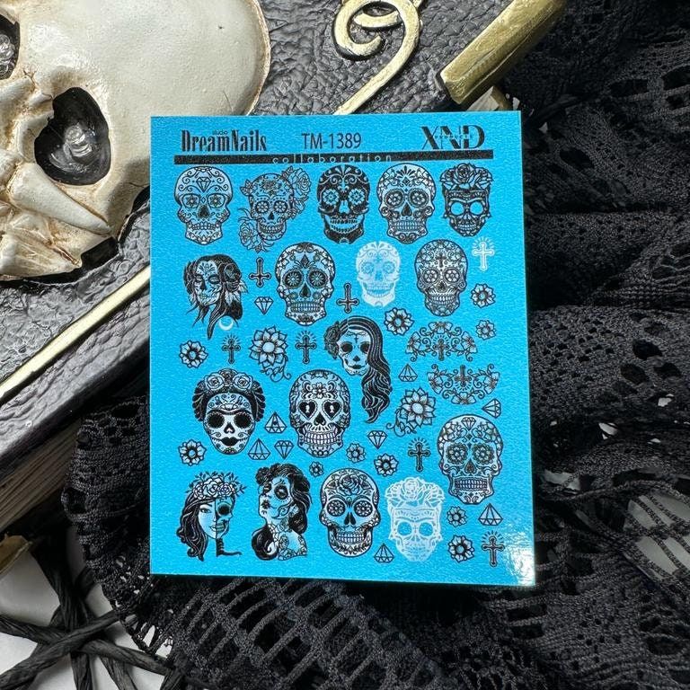 TM-1389 / Nail Decal 2D / Day of the Dead/ Cultural Heritage/Catrina - Xochi Nail Designs LLC