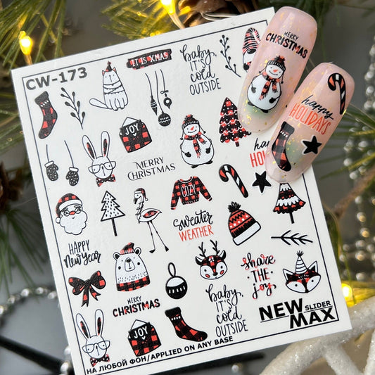 CW-173 / Nail Decal 2D Christmas / Pattern Buffalo Plaid - Xochi Nail Designs LLC