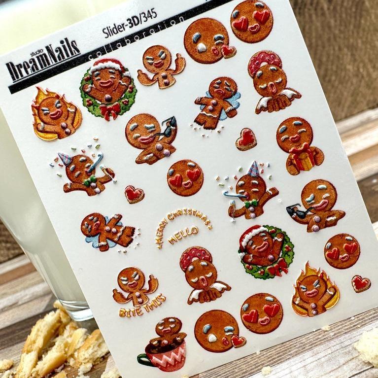 3D/345 / Nail Decal 3D / Christmas/ Gingerbread Man - Xochi Nail Designs LLC