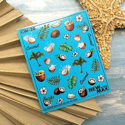 CW-20 / Nail Decal 2D, Tropical, Vacation Nails, Summer - Xochi Nail Designs LLC