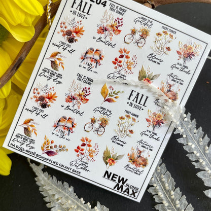 CW-204 / Nail Decal 2D / Autumn Nail Decals / Fall Nails - Xochi Nail Designs LLC