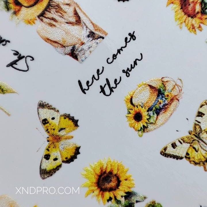 CW-187 / Nail Decal 2D /Sunflowers/Flowers/Butterfly - Xochi Nail Designs LLC