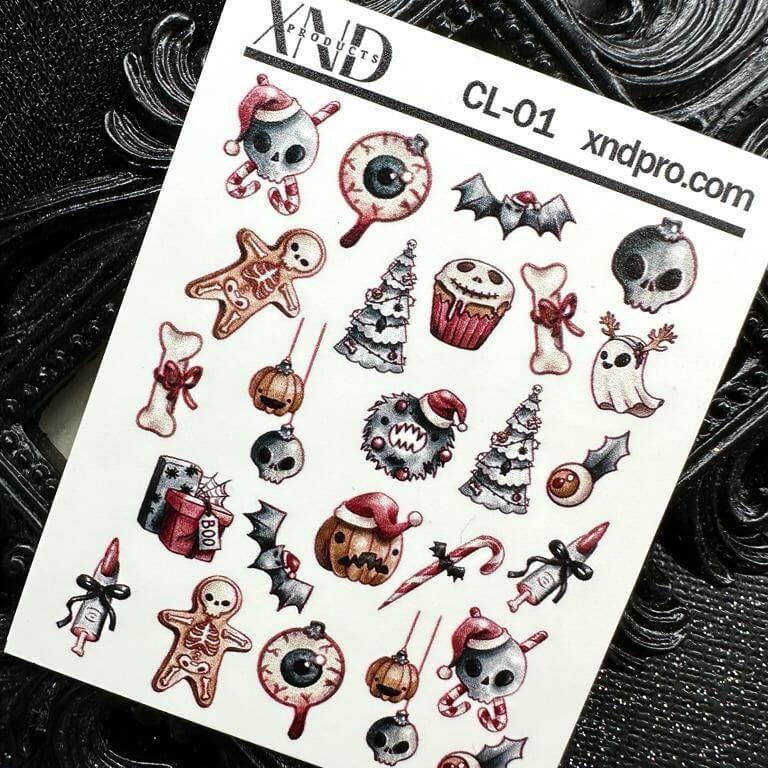 CL-01 / Nail Decal 2D / Creepy Christmas Nail / Spooky Christmas - Xochi Nail Designs LLC