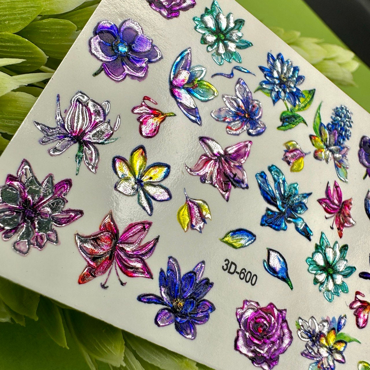 3D-600 / 3D Crystal Floral Nail Decal - Xochi Nail Designs LLC