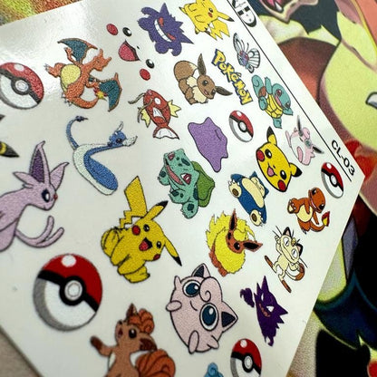 CL-03 / Nail Decal 2D Pokemon / Pokemon Nail - Xochi Nail Designs LLC