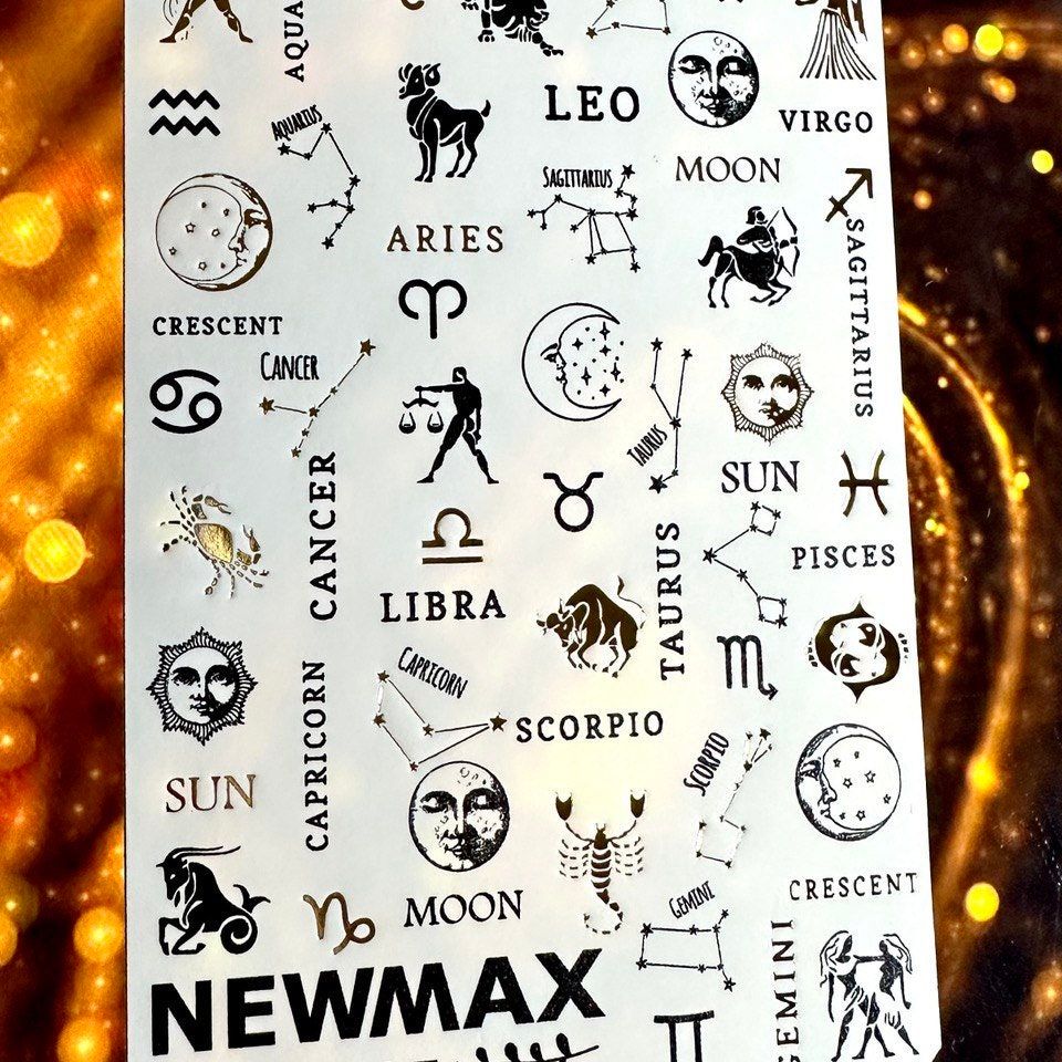 NF-5 / Nail Decal 2D Zodiac Signs/ Horoscope/ Gold - Xochi Nail Designs LLC