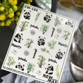 CW-194 / Nail Decal 2D/ Panda/ Bamboo - Xochi Nail Designs LLC