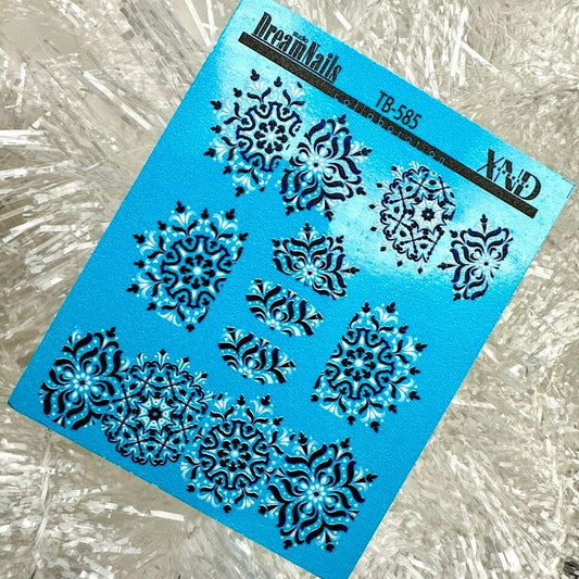 TB-585 / Nail Decal 2D/ Snowflakes/ Christmas - Xochi Nail Designs LLC