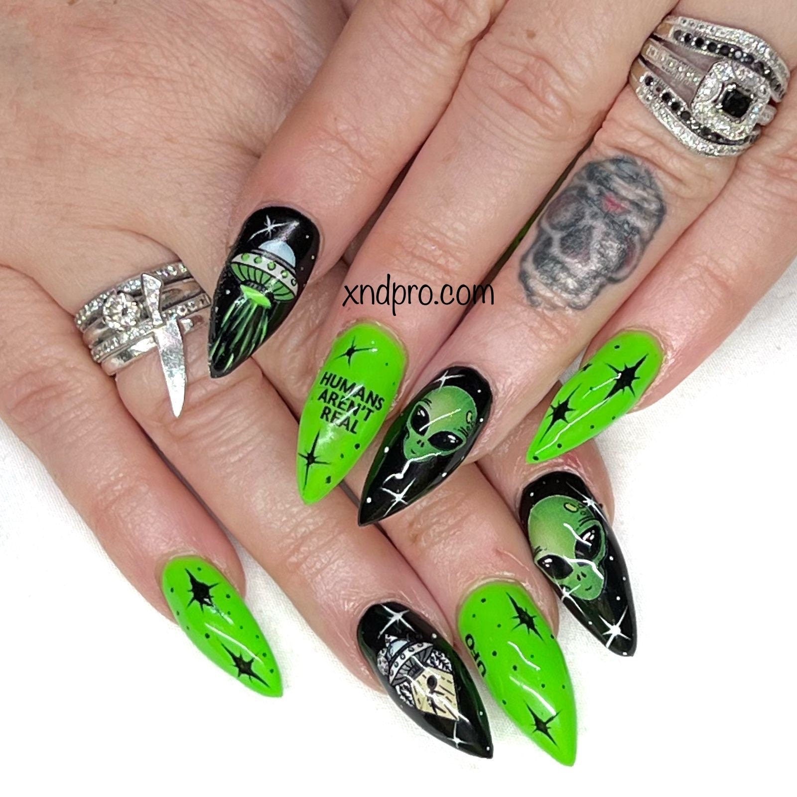 CL-06 / Nail Decal 2D UFO/ UFO / Alien/ Space - Xochi Nail Designs LLC