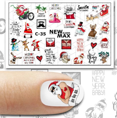 C-35 / Nail Decal 2D/Winter Nails/ Santa /Christmas Nails - Xochi Nail Designs LLC