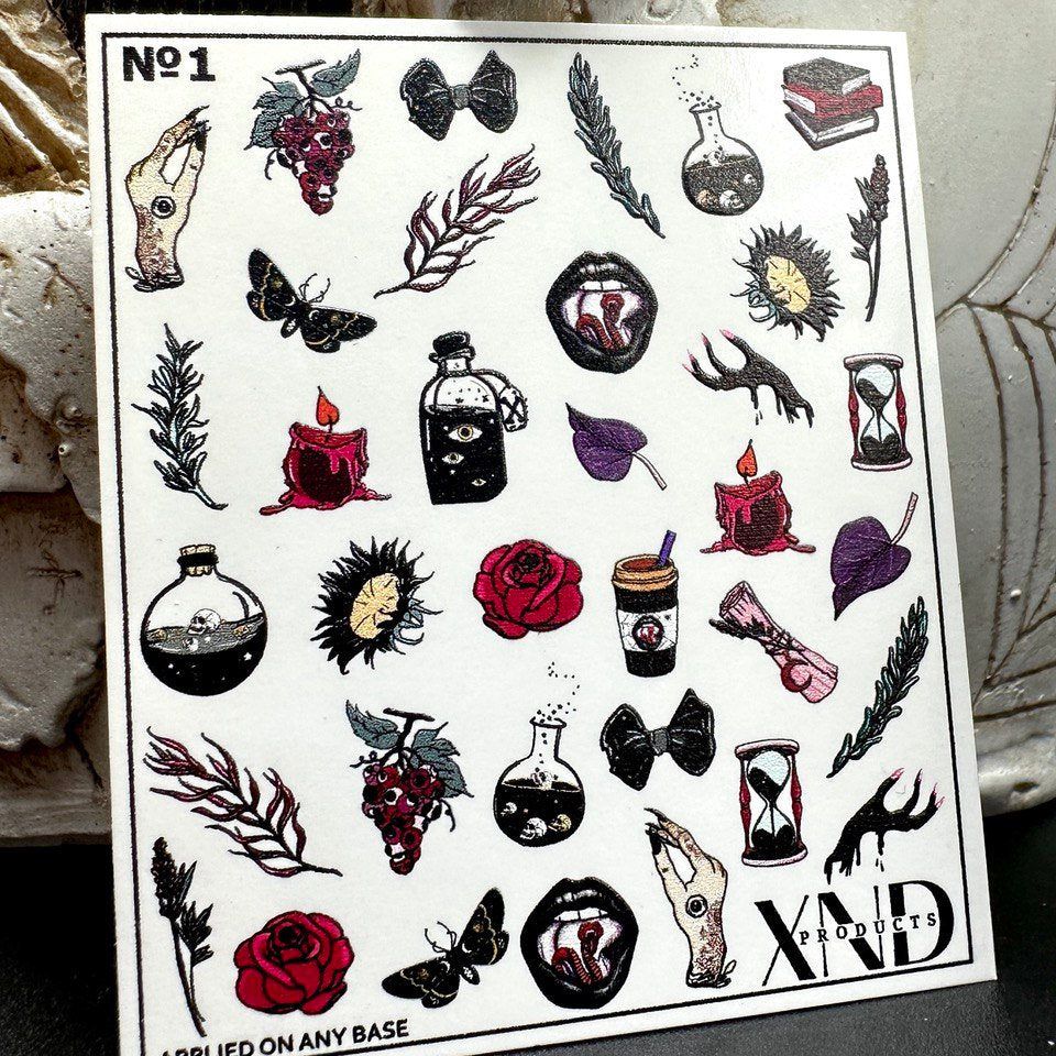 NO.1 / Nail Decal 2D Mystical/ Gothic/Gothic Art/ Magic - Xochi Nail Designs LLC